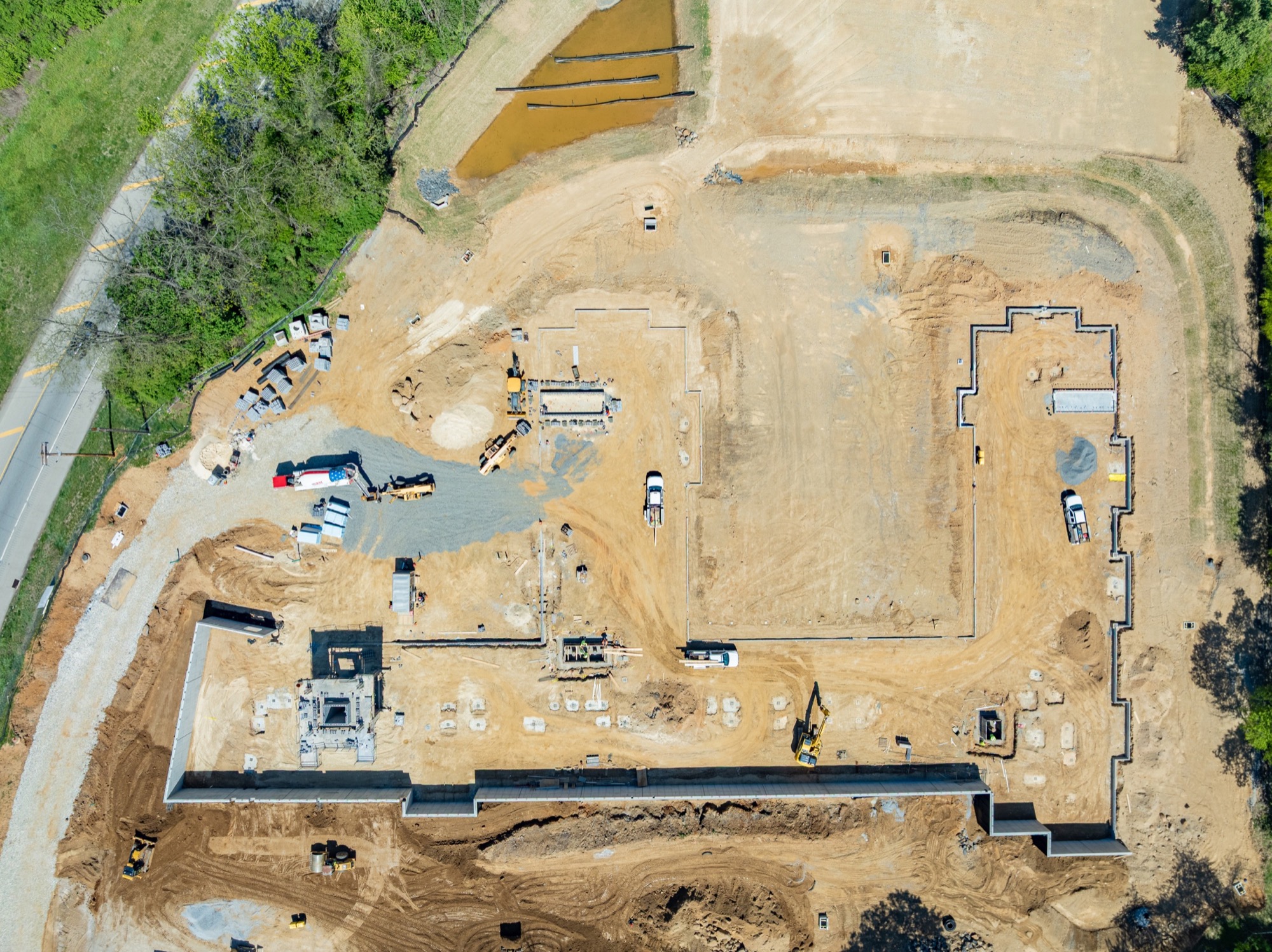 Top-down view of the High Street foundations in April